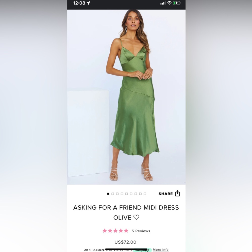 Hello Molly green satin midi dress